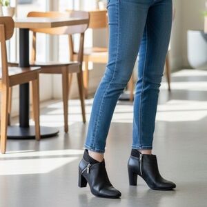 Alfani Black Ankle Booties with  double Zipper Detail